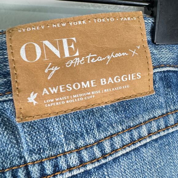 One Teaspoon Women's Blue Mid Rise Distressed 100% Cotton Relaxed Jeans Size 24 - Picture 6 of 10